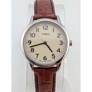 Timex Indiglo Watch Women 30mm Case Brown Leather Band TW2R30300- New Battery